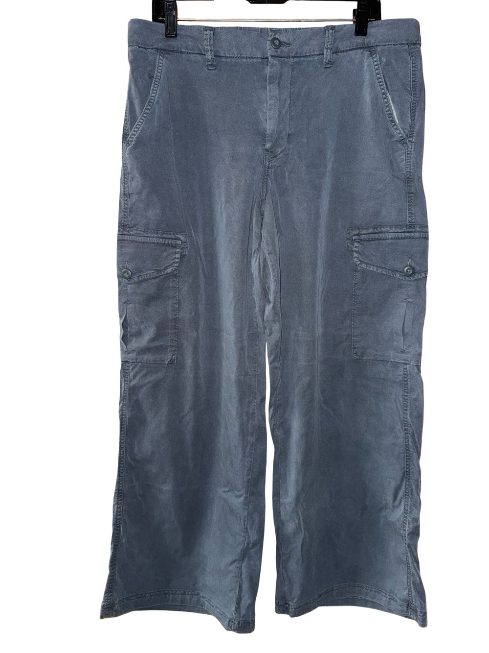 American Eagle Dreamy Drape Mid Rise Baggy Wide Leg Cargo Pants Gray 12